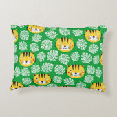 トラの継ぎ目のない模様で、熱帯の葉がある。子どもb アクセントクッション (裏面)