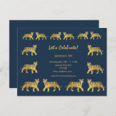 トラの誕生日パーティー招待状 ポストカード (正面/裏面)