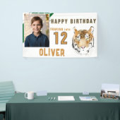 トラの頭の水彩画 バースデーパーティーの写真 横断幕 (トレードショー)