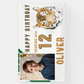 トラの頭の水彩画 バースデーパーティーの写真 横断幕 (縦)