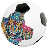 トラの頭部 虹色 ペイント ステイン サッカーボール (3/4)