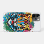 トラの頭部 虹色 ペイント ステイン Case-Mate iPhoneケース (裏面(横))