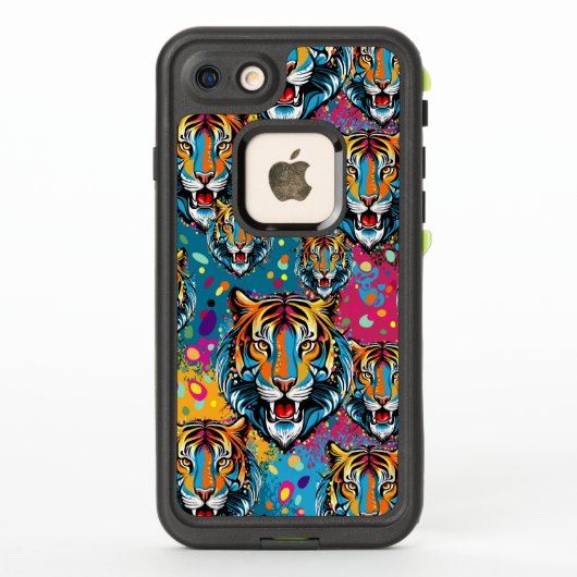 トラの頭部 虹色 ペイント ステイン LifeProof iPhoneケース (裏面)