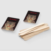 トラの頭 勇猛な顔 赤いアクセント 黒にドット ハンドファン (組立なし)