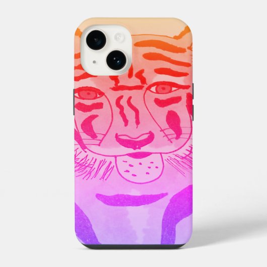 トラの顔のイラスト iPhoneケース (裏面)