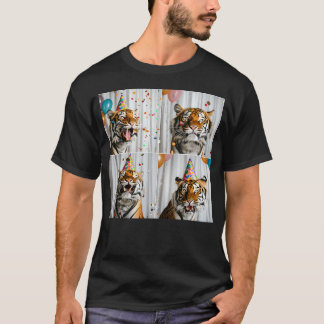 トラの顔のバースデーハット ジャングルの動物好きのための面白いアイテム Tシャツ