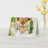 トラの顔の挨拶状 カード (黄色い花)