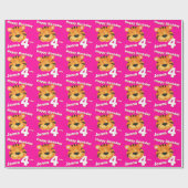 トラの顔の芸術および名前の第4誕生日の覆い ラッピングペーパー (フラット)