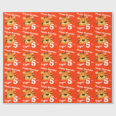 トラの顔の芸術および名前の第5誕生日の覆い ラッピングペーパー (フラット)