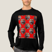 トラの顔柄デザイン 赤 トライブレンドTシャツ (正面)