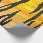 トラの黒いおよびオレンジプリント ラッピングペーパー (角)