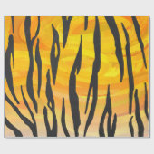 トラの黒いおよびオレンジプリント ラッピングペーパー (フラット)