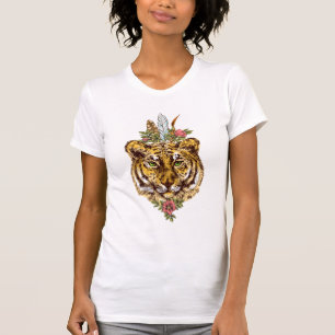 トラのBohoのスタイルのポートレート Tシャツ