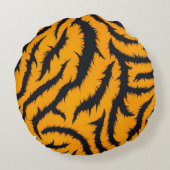 トラはっきりしたガストライプの模様（オレンジと黒） ラウンドクッション (裏面)