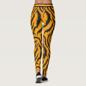 トラはっきりしたガストライプの模様（オレンジと黒） レギンス (裏面)