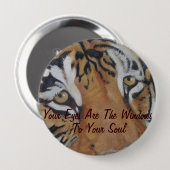 トラは大きな猫の野性生物の動物の芸術ボタンを注目します 缶バッジ (正面&裏面)