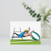 トライで得点を取ったラグビープレーヤー ポストカード (スタンド正面)