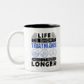 トライアスおもしろいロンのジョークの寿命が短い ツートーンマグカップ (左)