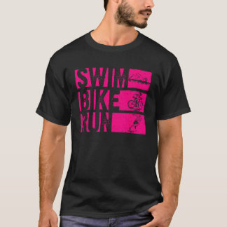 トライアスおもしろいロンプライスクバイ走デザインメンウィメンズトリ Tシャツ
