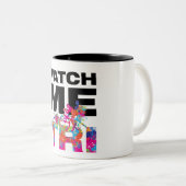 トライアスクールロンカラフルのモチベーション痛みの(ばちゃばちゃ)跳ねる ツートーンマグカップ (正面右)