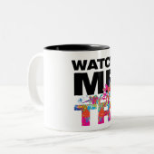 トライアスクールロンカラフルのモチベーション痛みの(ばちゃばちゃ)跳ねる ツートーンマグカップ (正面左)