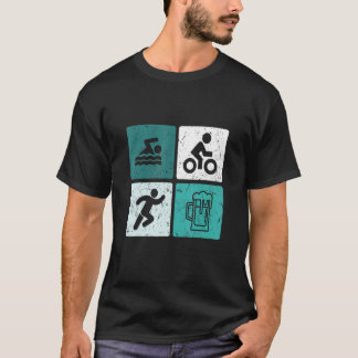 トライアスレットトライアスロンランニングスイミングサイクリングビール Tシャツ