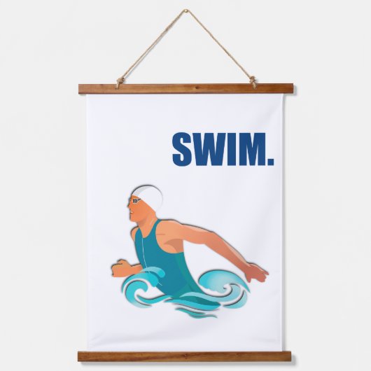 トライアスロンのアート – スイムバイクデコ走アやる気を起こさせるー 吊り下げ型タペストリー (正面)