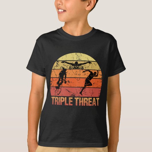 トライアスロンのトリプル脅威ヴィンテージ Tシャツ (正面)