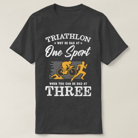 トライアスロンのバイクアスリートが自転車で泳走ぐ Tシャツ (デザイン正面)