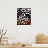 トライアスロンのレースでラックに自転車を搭載 ポスター (キッチン)