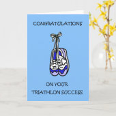 トライアスロンの成功のお祝い カード (黄色い花)