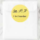 トライアスロンの絵文字とキャプション黄色 ラウンドシール (バッグ)