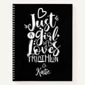 トライアスロンの黒白を愛する女の子 ノートブック (正面)
