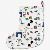 トライアスロンはクリスマスのストッキングを落書きします ラージクリスマスストッキング (裏面)