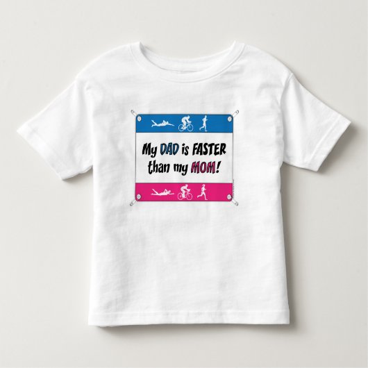 トライアスロンは私のパパ私のお母さんより速いです トドラーTシャツ (正面)