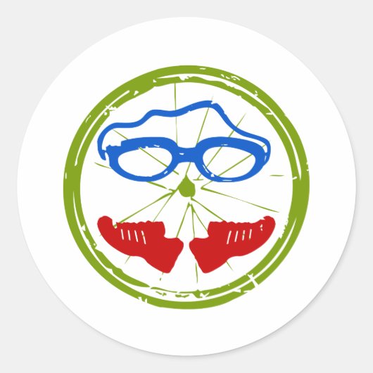 トライアスロンカッコいい芸術的デザイン ラウンドシール (正面)