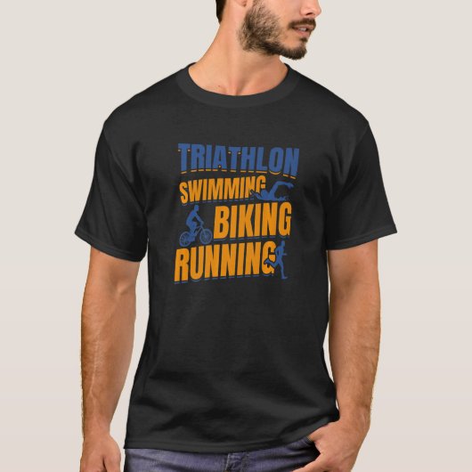 トライアスロンランニングスイミングサイクリング Tシャツ (正面)