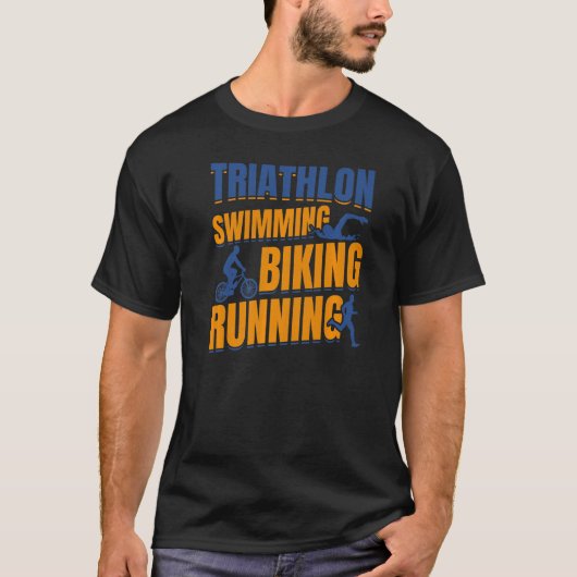 トライアスロンランニングスイミングサイクリング Tシャツ (正面)