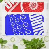 トライアスロン三色のブロック キッチンタオル (折り畳み)