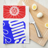 トライアスロン三色のブロック キッチンタオル (四つ折り)