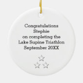 トライアスロン女性形器ブルー セラミックオーナメント (裏面)