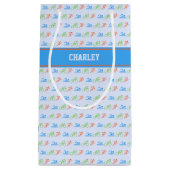 トライアスロン模様名前をカスタムする スモールペーパーバッグ (正面)