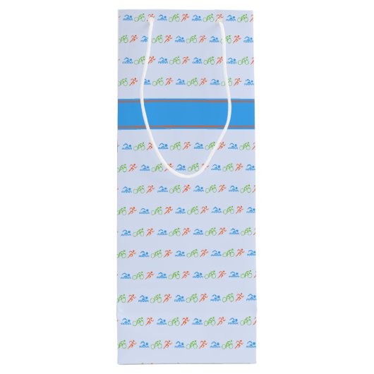 トライアスロン模様名前をカスタムする ワインギフトバッグ (裏面)