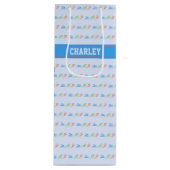 トライアスロン模様名前をカスタムする ワインギフトバッグ (正面)