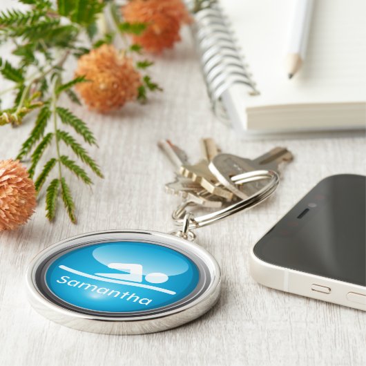 トライアスロン水泳によってカスタマイズKeychain キーホルダー (側面)