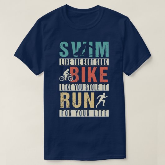 トライアスロン水泳レースバイクスプリ走ントギフト Tシャツ (デザイン正面)