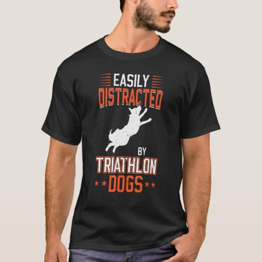 トライアスロン犬の波止場ダイビングで簡単に気を散らす Tシャツ (正面)