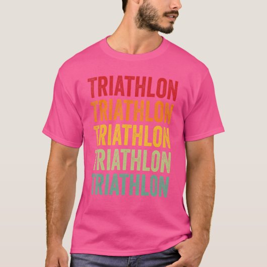 トライアスロン競技ホビーイストレインボーデザイン Tシャツ (正面)