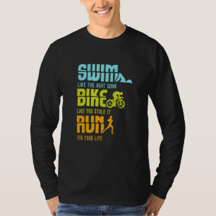 トライアスロン競技者Iトライアスロン選手Iスイムバイ走 Tシャツ