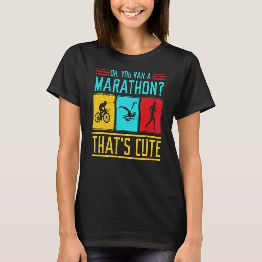 トライアスロン走トップは可愛いマラソン Tシャツ (正面)